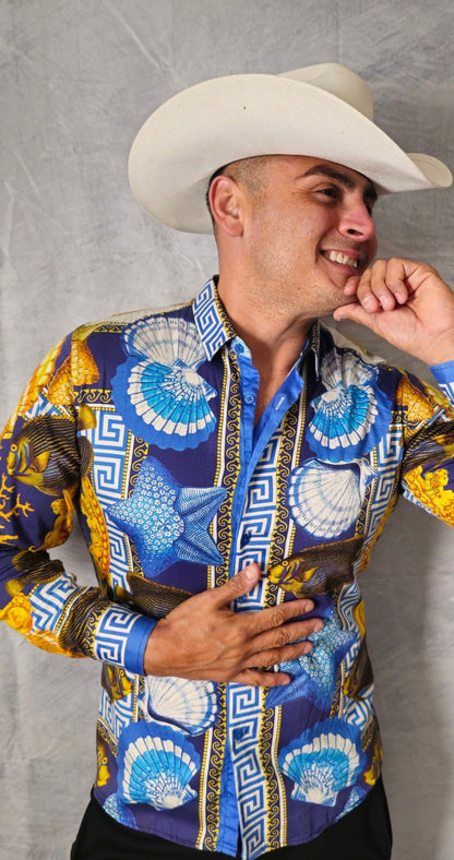 BLUE AND WITH LONG SLEEVE SHIRT