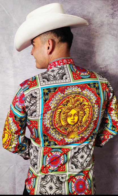 RED AND WITHE LONG SLEEVE SHIRT