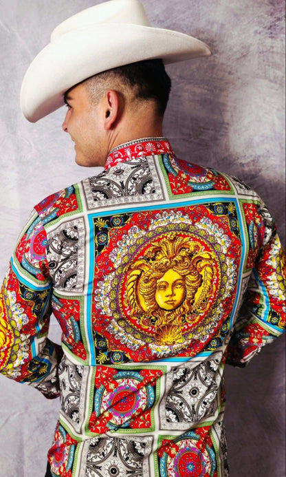 RED AND WITHE LONG SLEEVE SHIRT