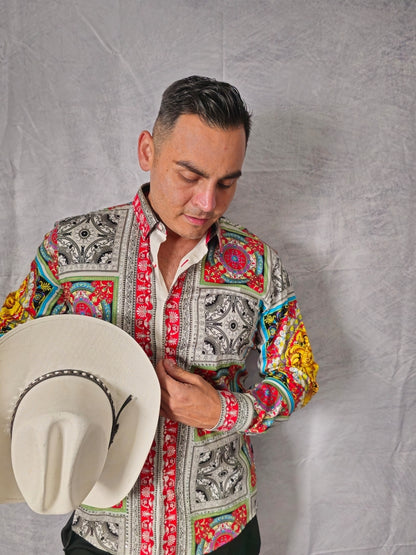 RED AND WITHE LONG SLEEVE SHIRT