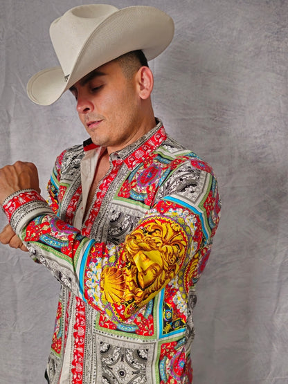 RED AND WITHE LONG SLEEVE SHIRT