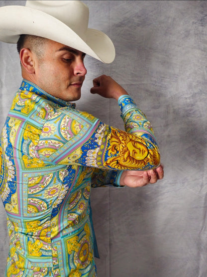 GREEN AND WITHE LONG SLEEVE SHIRT