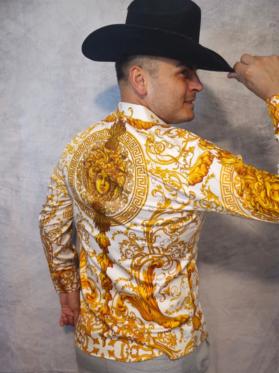 ANDRE Baroque Rhinestone Long Sleeve Shirt
