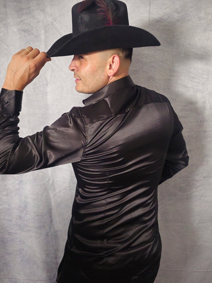 V.I.P. COLLECTION MEN'S BUTTON-UP LONG SLEEVES SHIRT (BLACK VWSL)