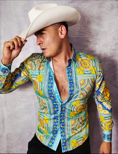 GREEN AND WITHE LONG SLEEVE SHIRT