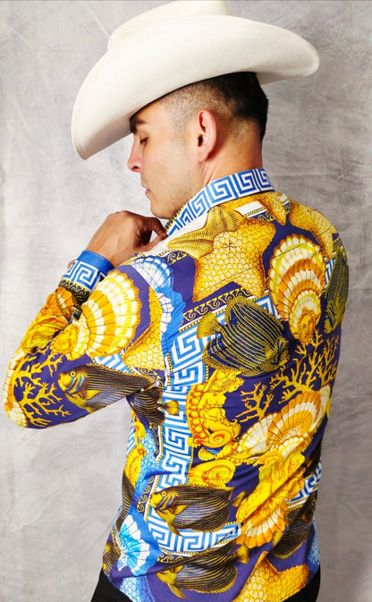 BLUE AND WITH LONG SLEEVE SHIRT