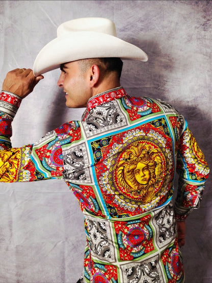 RED AND WITHE LONG SLEEVE SHIRT