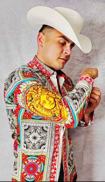 RED AND WITHE LONG SLEEVE SHIRT