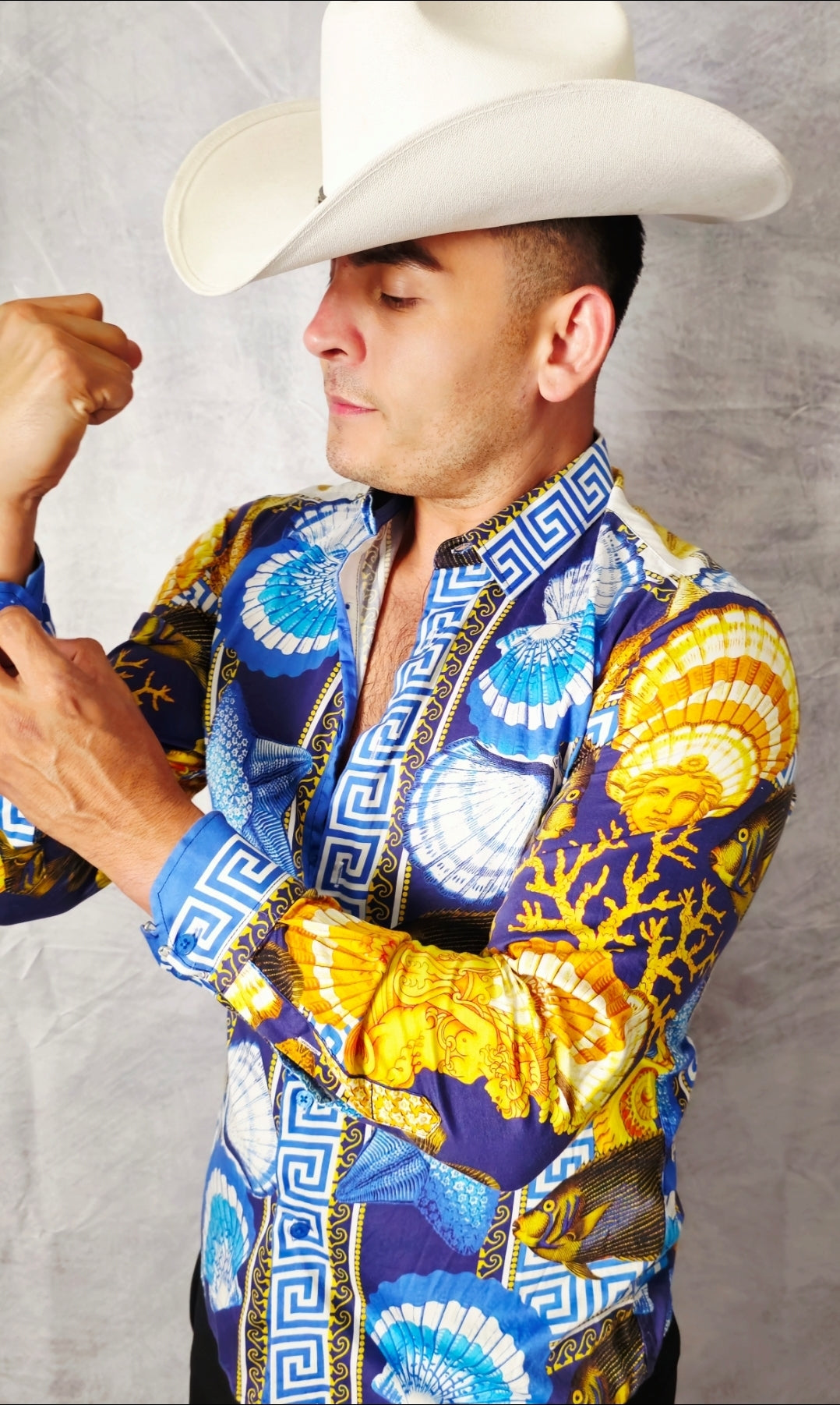 BLUE AND WITH LONG SLEEVE SHIRT