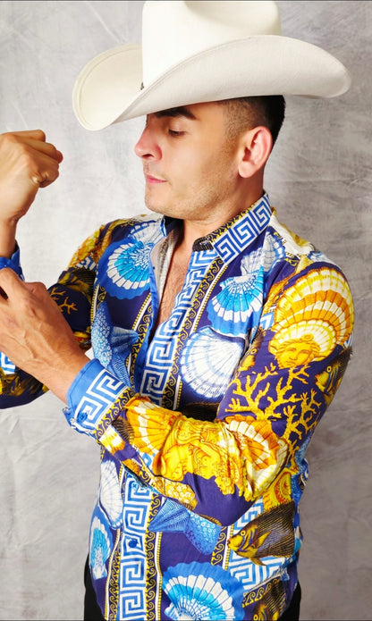 BLUE AND WITH LONG SLEEVE SHIRT