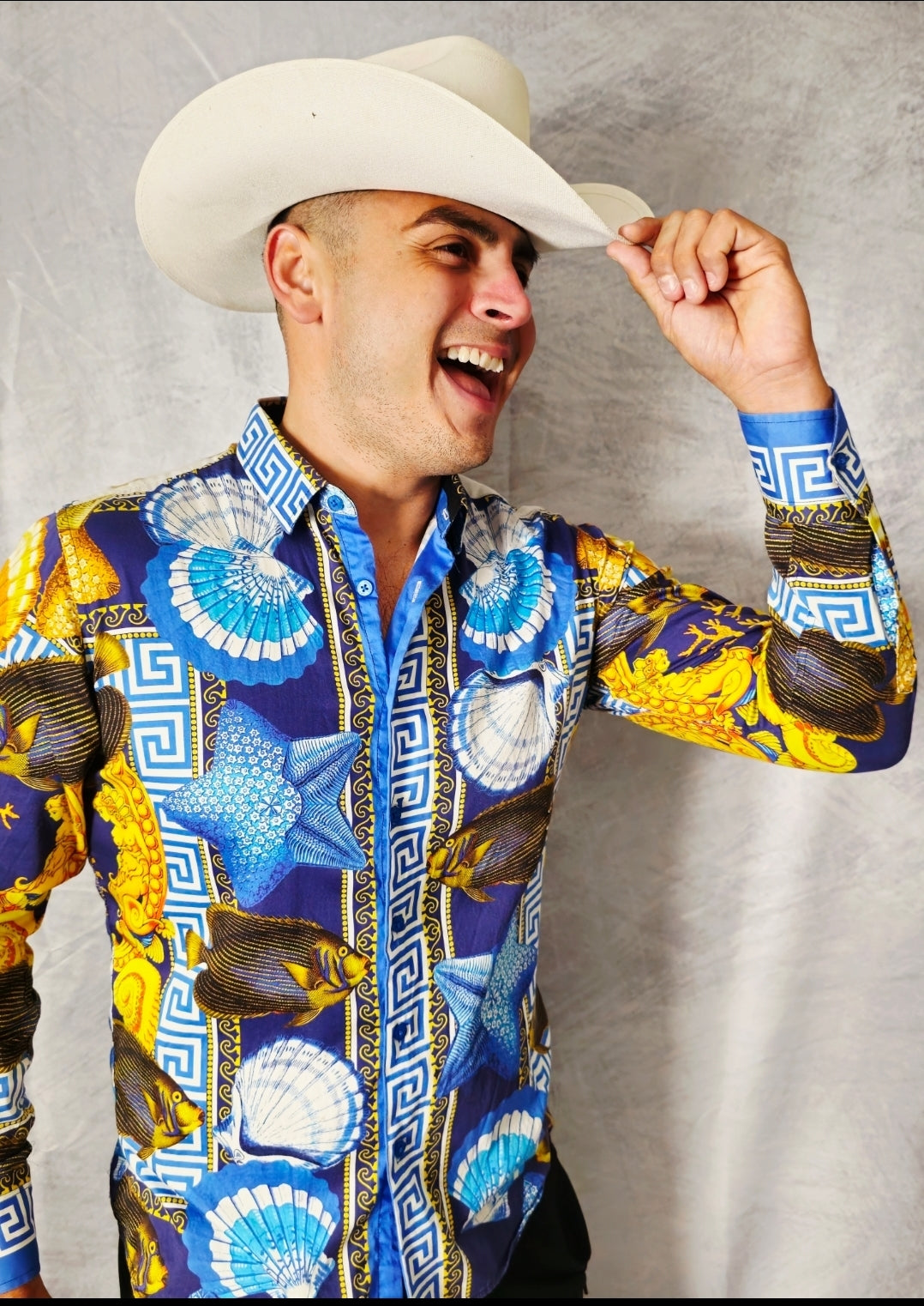 BLUE AND WITH LONG SLEEVE SHIRT