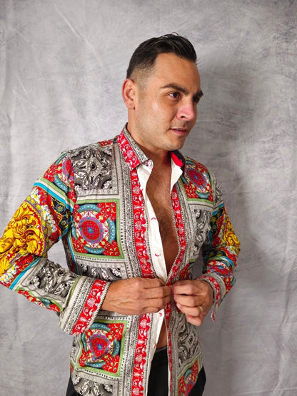 RED AND WITHE LONG SLEEVE SHIRT