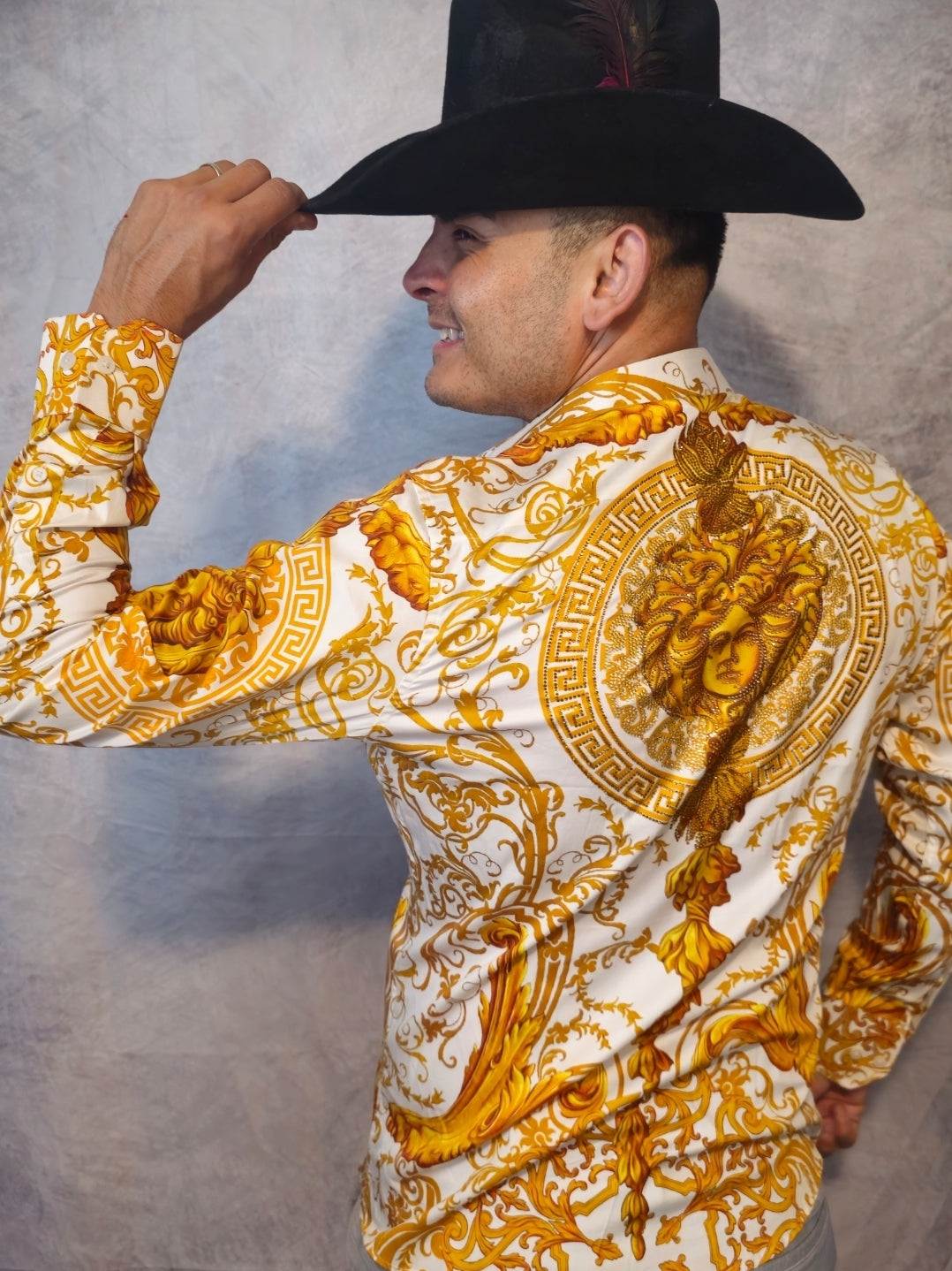 ANDRE Baroque Rhinestone Long Sleeve Shirt