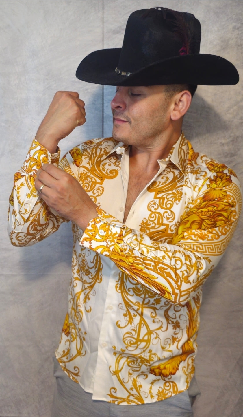 ANDRE Baroque Rhinestone Long Sleeve Shirt