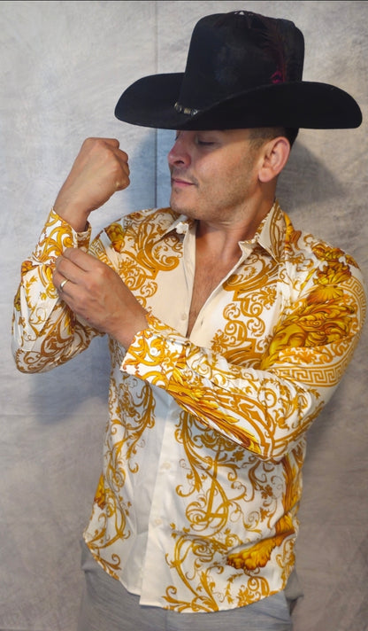 ANDRE Baroque Rhinestone Long Sleeve Shirt