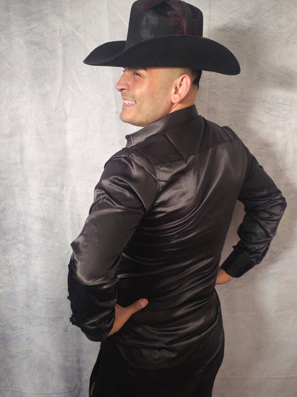 V.I.P. COLLECTION MEN'S BUTTON-UP LONG SLEEVES SHIRT (BLACK VWSL)