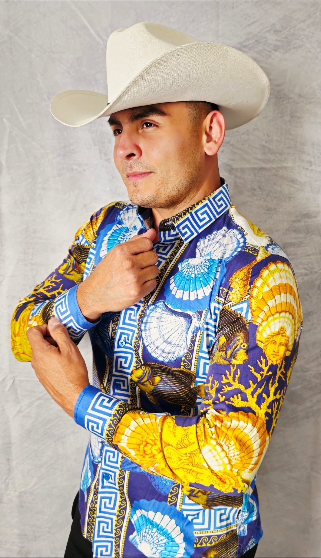 BLUE AND WITH LONG SLEEVE SHIRT